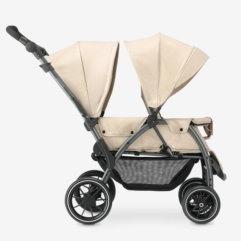 DERYAN Luxe Elena Dubbele buggy - Nougat (Tweede kans)