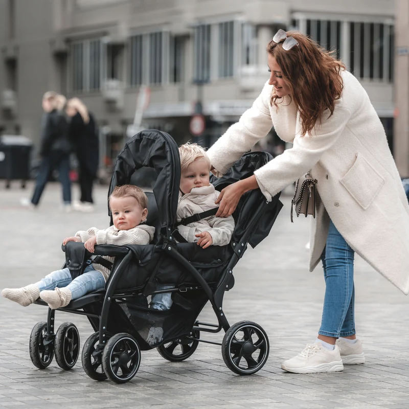 DERYAN Luxe Elena Doppelbuggy - Schwarz