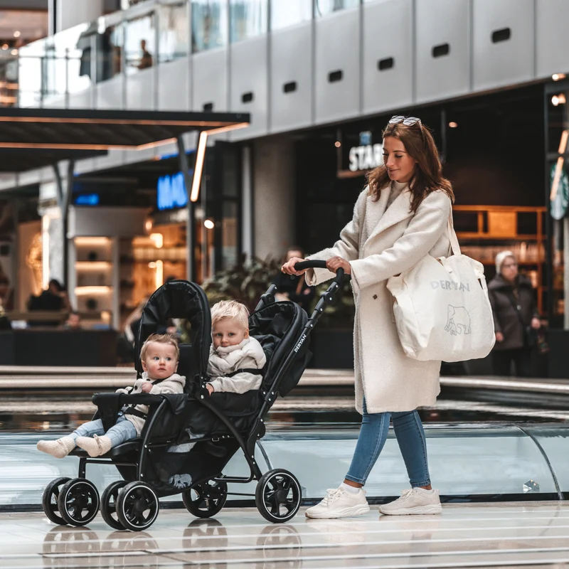 DERYAN Luxe Elena Doppelbuggy - Schwarz