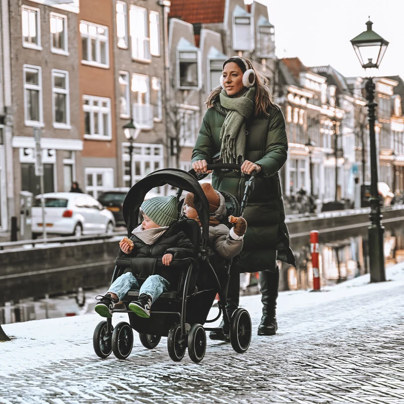 DERYAN Luxe Elena Doppelbuggy - Schwarz