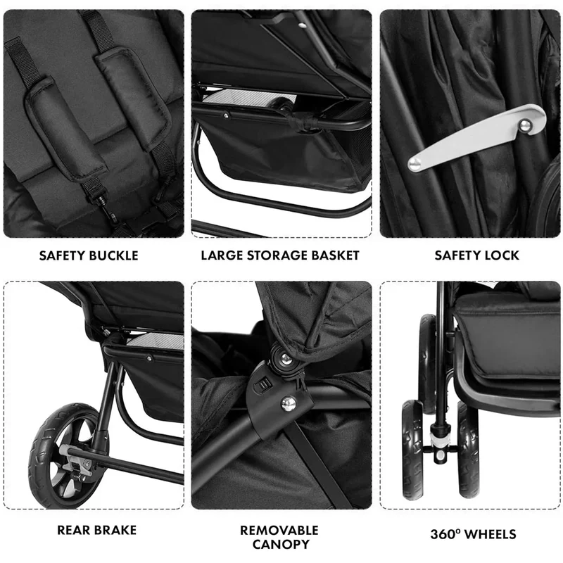 DERYAN Luxe Elena Doppelbuggy - Schwarz
