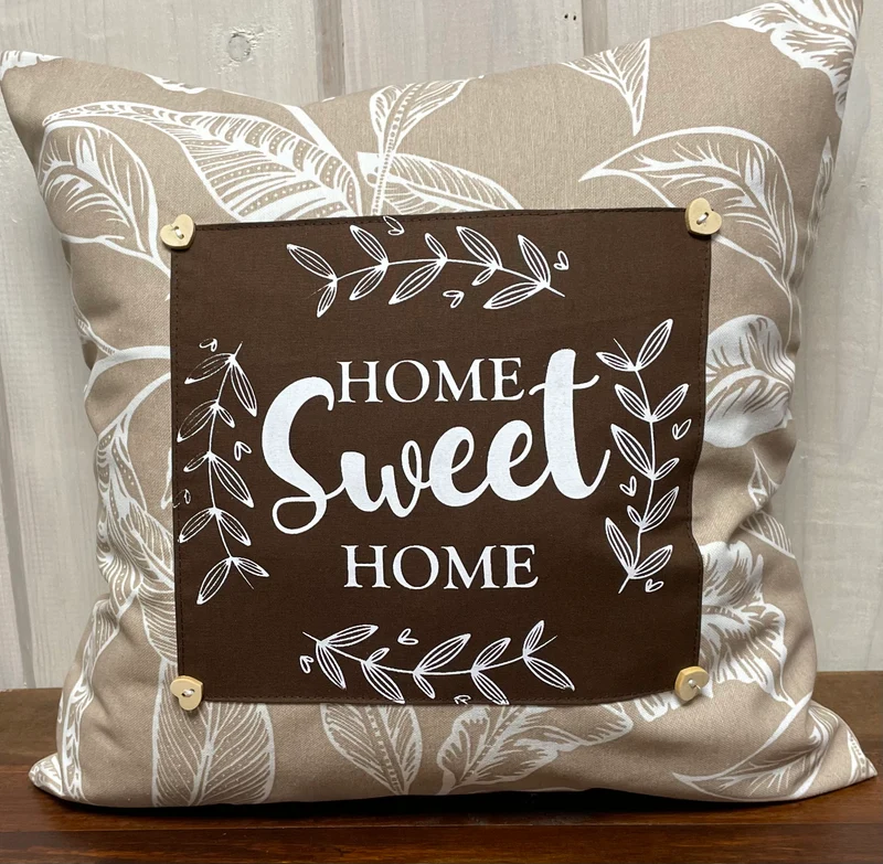 Landhausstil Kissenhülle * Kissenbezug * Dekokissen „ Home Sweet Home „ beige/braun