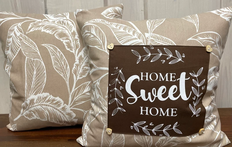 Landhausstil Kissenhülle * Kissenbezug * Dekokissen „ Home Sweet Home „ beige/braun