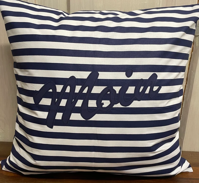 1x Maritime Kissenhülle, Landhausstil Kissenbezug, Anker blau/weiß