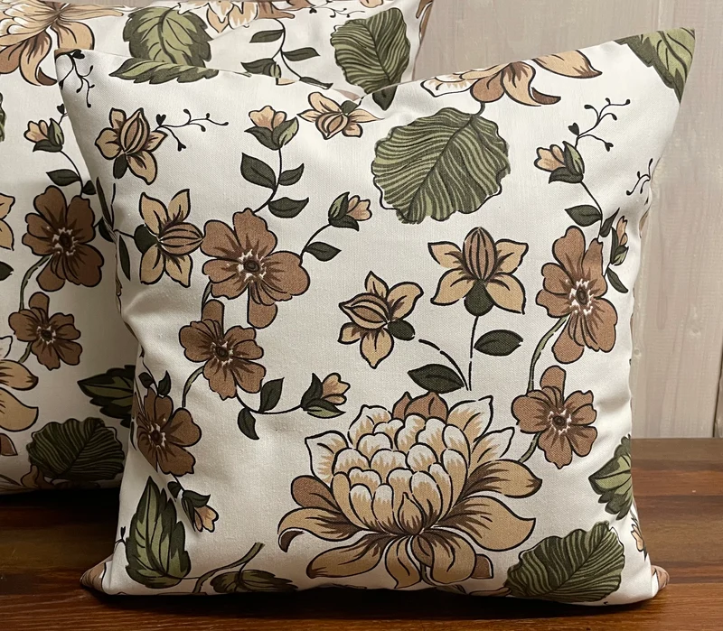 Landhausstil Kissenhülle * Kissenbezug * Dekokissen * Blumen beige/grün