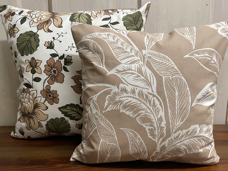 Landhausstil Kissenhülle * Kissenbezug * Dekokissen * Blumen beige/grün