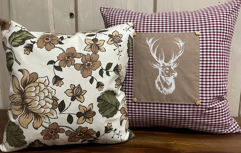 Landhausstil Kissenhülle * Kissenbezug * Dekokissen * Blumen beige/grün