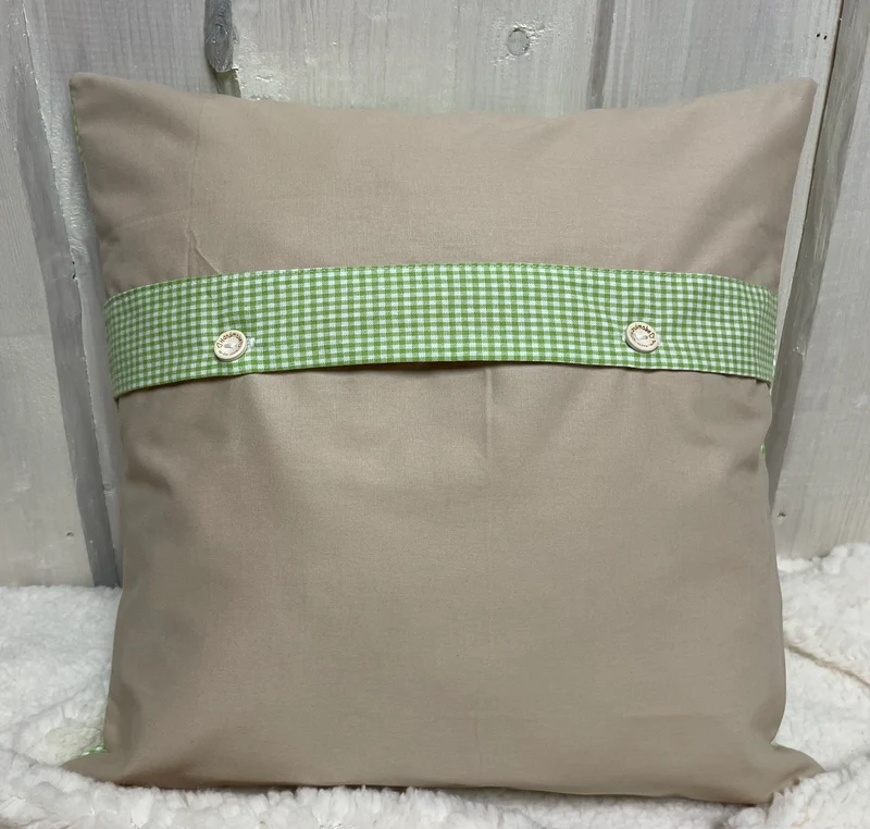 Patchwork Kissenhülle, Landhausstil Kissenbezug, beige/grün 40x40cm.