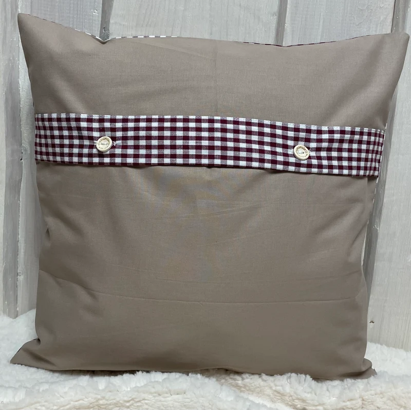 Patchwork Kissenhülle, Landhausstil Kissenbezug, beige/mint 40x40cm.