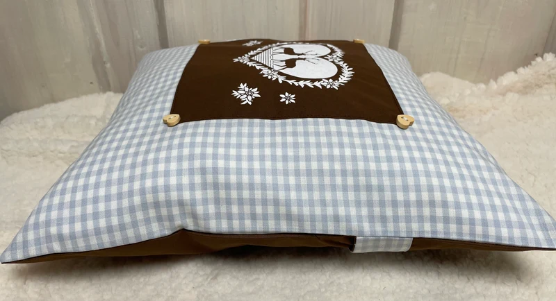 Landhausstil Kissenhülle * Kissenbezug * hellblau/weiß kariertes Dekokissen * Hirsche*