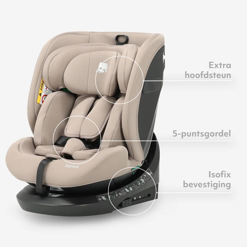 Cassie Luxe I-size Autostoel - Groep 0-1-2-3 - Isofix - Draaibaar 360° - Truffle Nougat