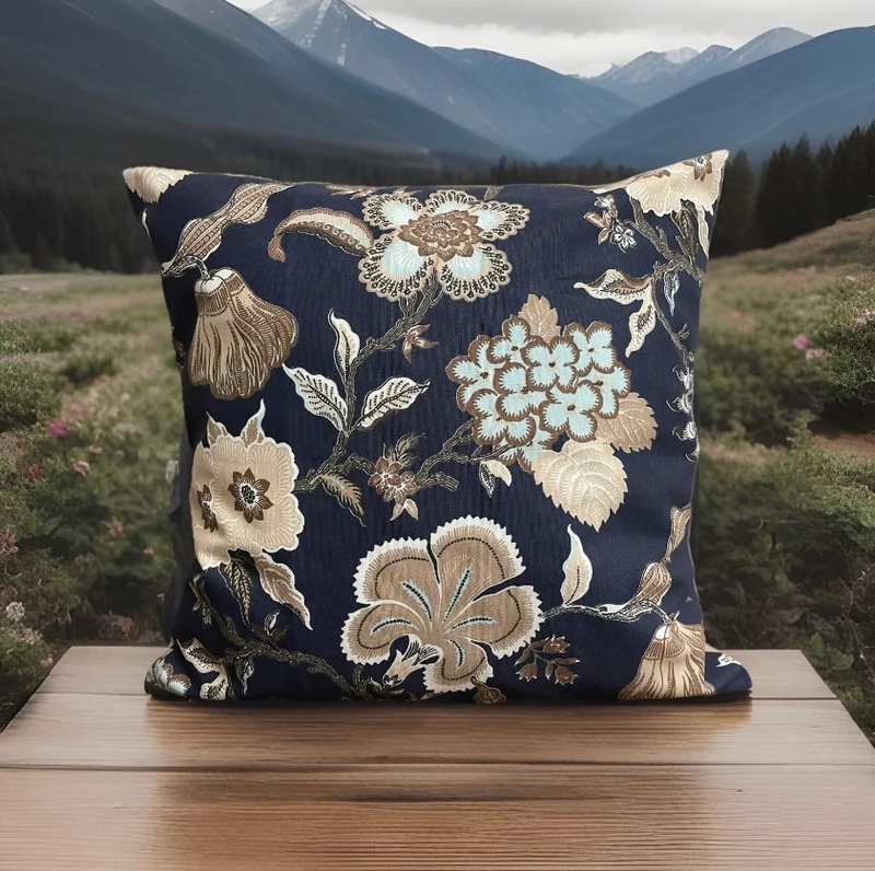 Landhausstil Kissenhülle * Kissenbezug * Dekokissen * Blumenmuster blau/beige