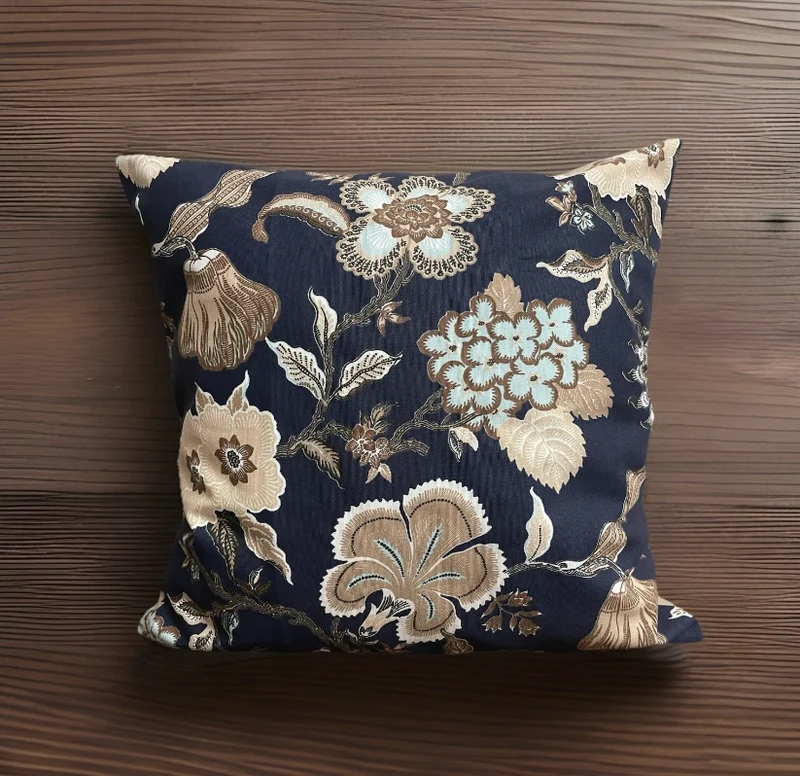 Landhausstil Kissenhülle * Kissenbezug * Dekokissen * Blumenmuster blau/beige