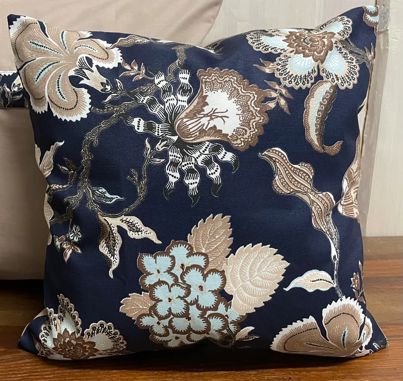 Landhausstil Kissenhülle * Kissenbezug * Dekokissen * Blumenmuster blau/beige
