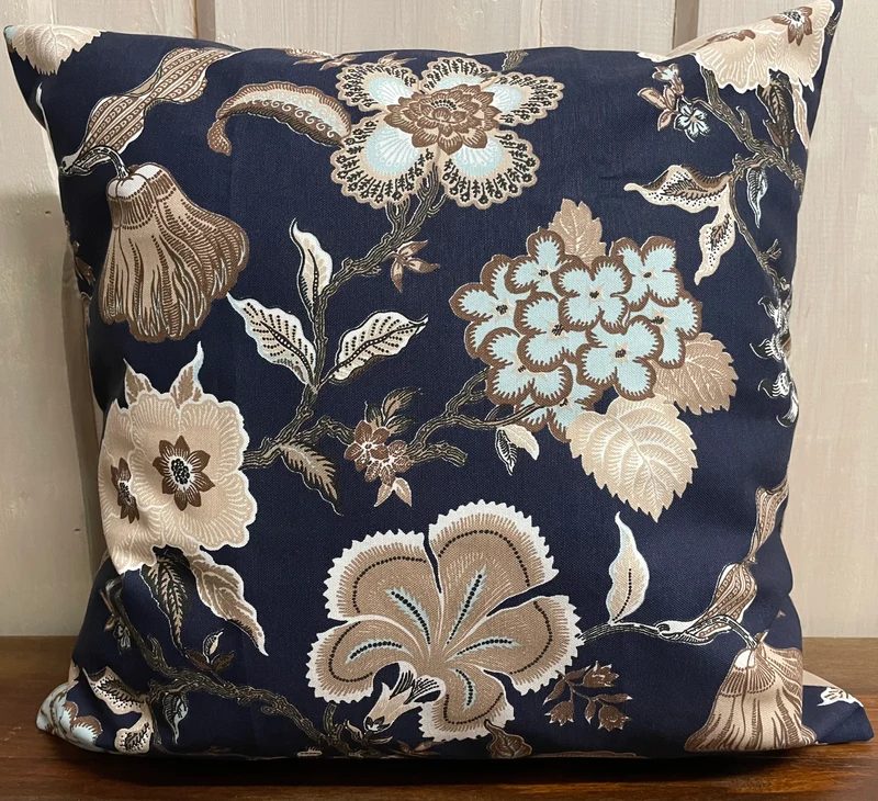 Landhausstil Kissenhülle * Kissenbezug * Dekokissen * Blumenmuster blau/beige
