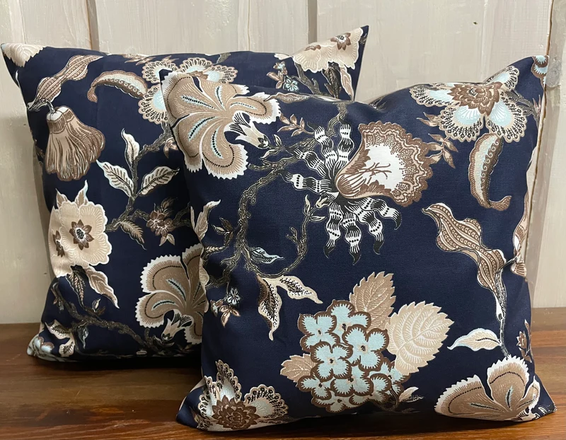 Landhausstil Kissenhülle * Kissenbezug * Dekokissen * Blumenmuster blau/beige