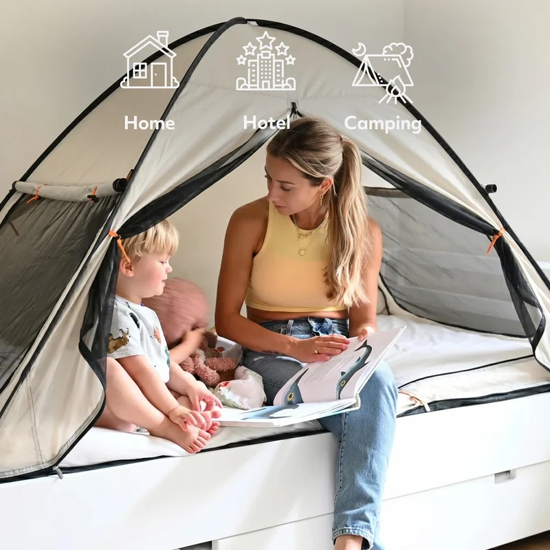 Bettzelt Pop-Up Ivory - 200x90cm - Moskitonetz höchster Qualität