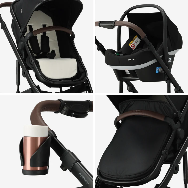 Noa 3-in-1-Kinderwagen Schwarz