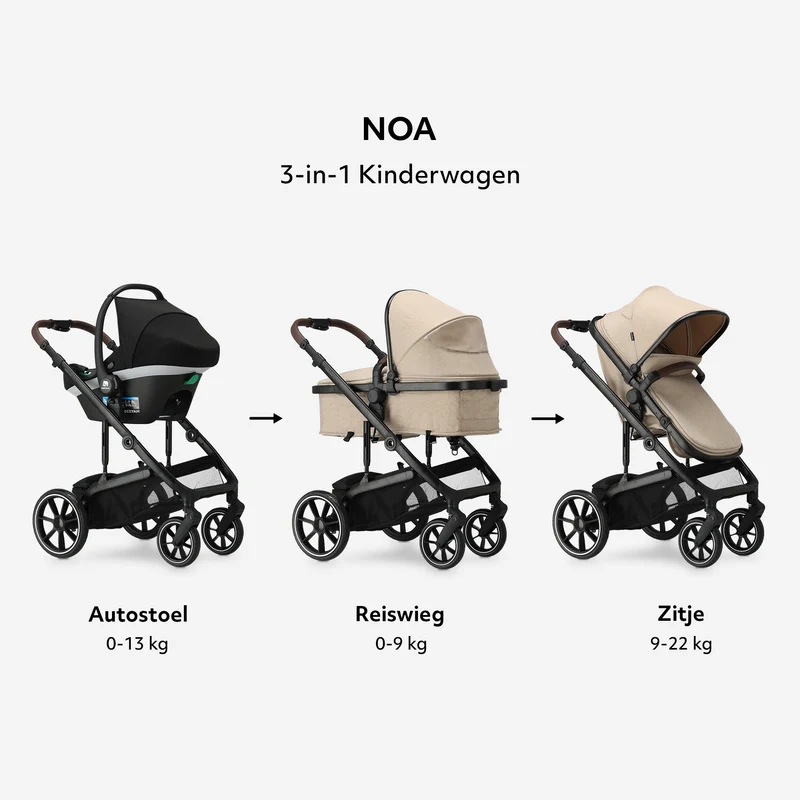 Noa 3-in-1-Kinderwagen Nougat