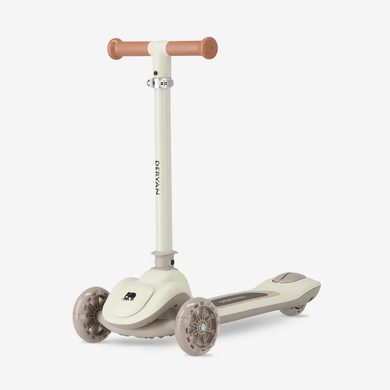 Harvey Kinder-Tretroller mit 3 Rädern – Altersgruppe 3+ – max. 50 kg – LED-Beleuchtung in den Rädern – höhenverstellbar 65–70–75–80 cm – Grau