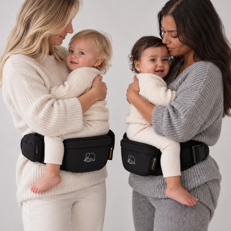 Deryan Pack Basic Luxe Hip Carrier - Baby und Kleinkind Hip Seat - Babytrage Schwarz