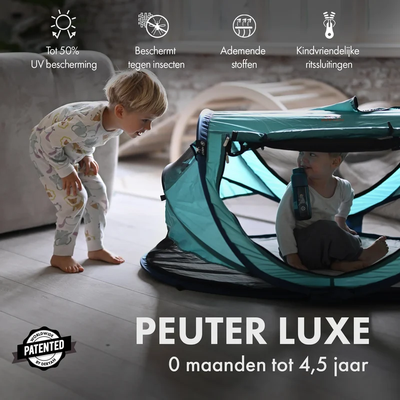 Deryan Kleinkind-Luxus-Campingbett - Inklusive selbstaufblasbarer Matratze - Ocean