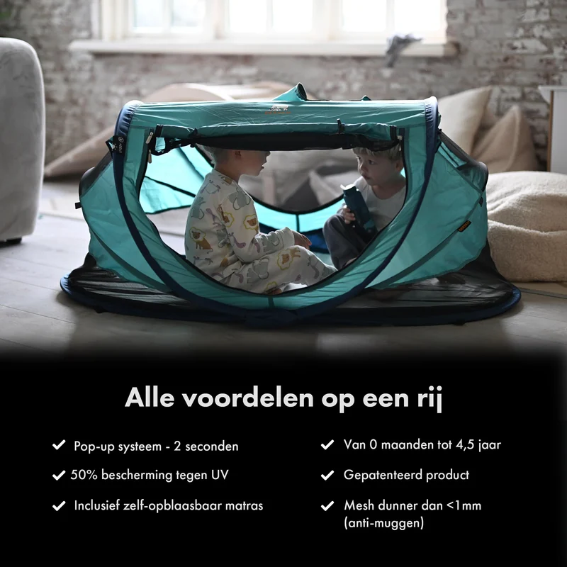 Deryan Kleinkind-Luxus-Campingbett - Inklusive selbstaufblasbarer Matratze - Ocean