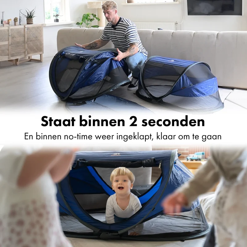 Deryan Luxus-Campingbett für Kleinkinder - Inklusive selbstaufblasbarer Matratze - Navy