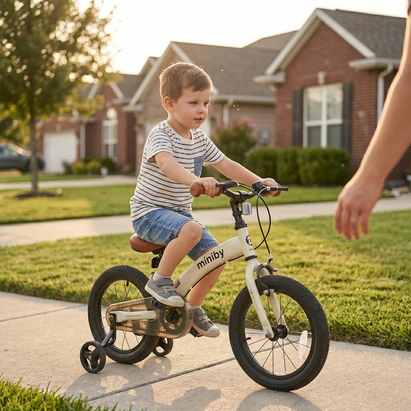 Qplay Miniby Kinderfahrrad 14 Zoll - 3 in 1 - Balance Fahrrad - Creme
