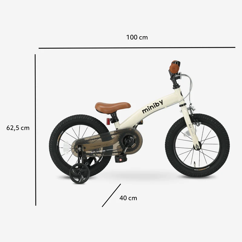 Qplay Miniby Kinderfahrrad 14 Zoll - 3 in 1 - Balance Fahrrad - Creme