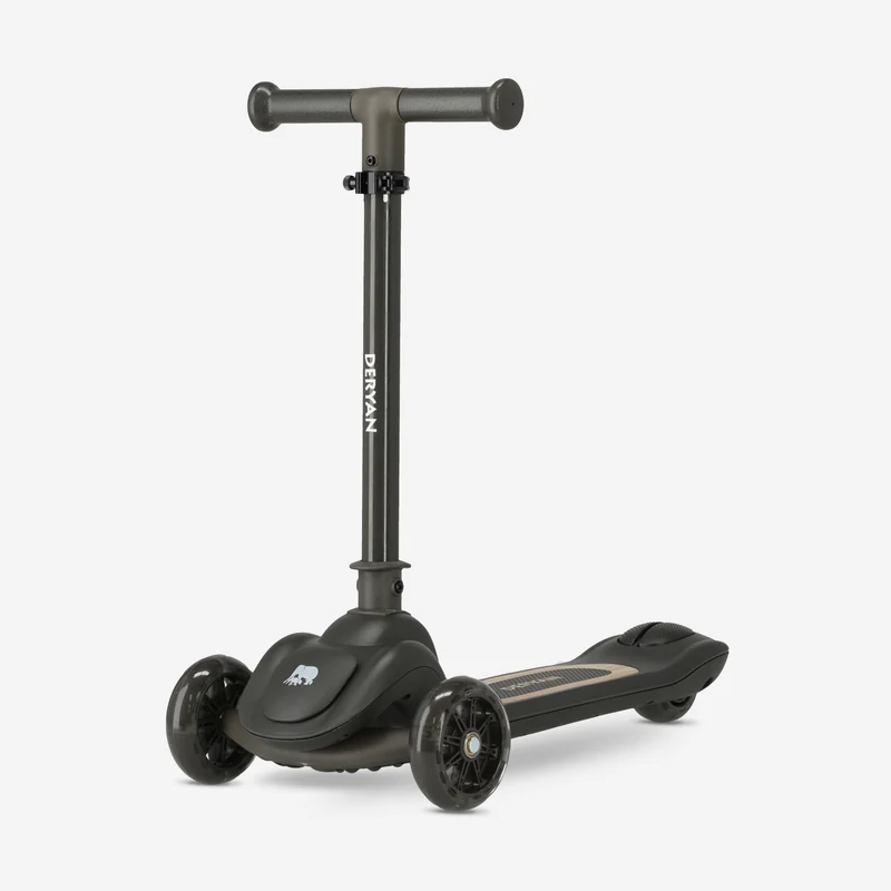 Harvey Kinder-Tretroller mit 3 Rädern – Altersgruppe 3+ – max. 50 kg – LED-Beleuchtung in den Rädern – höhenverstellbar 65–70–75–80 cm – Schwarz 4,6