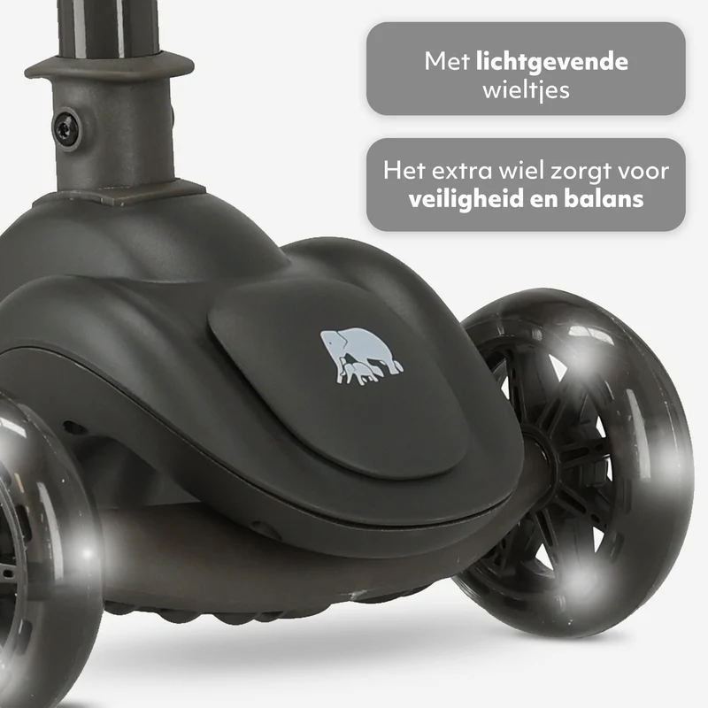 Harvey Kinder-Tretroller mit 3 Rädern – Altersgruppe 3+ – max. 50 kg – LED-Beleuchtung in den Rädern – höhenverstellbar 65–70–75–80 cm – Schwarz 4,6