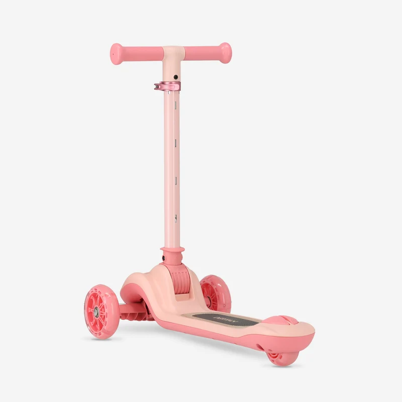 Harvey Kinder-Tretroller mit 3 Rädern – Altersgruppe 3+ – max. 50 kg – LED-Beleuchtung in den Rädern – höhenverstellbar 65–70–75–80 cm – Rosa