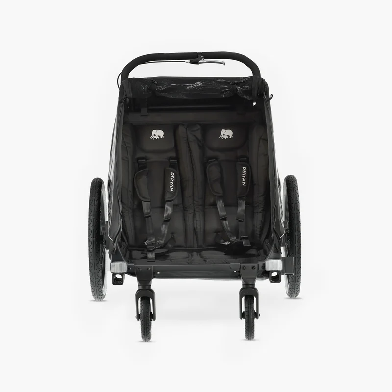 Luxe Fietskar V2 - Wandelwagen - Hardloopkinderwagen Zwart