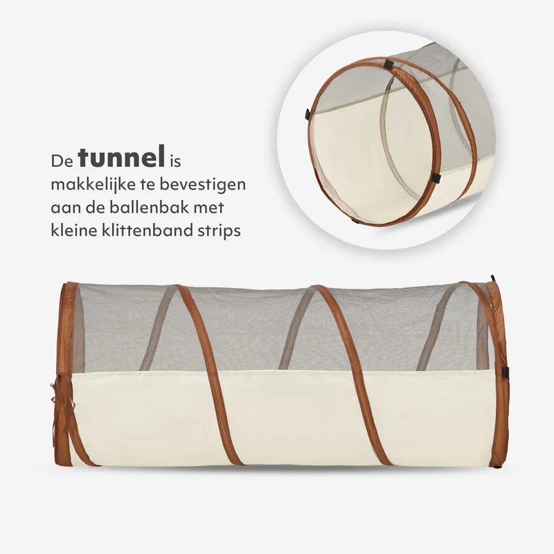 Deryan Luxe Pop Up Kindertent - Speeltent voor Kinderen - Basketbal Ballenbak met 45 ballen -Cream/Bruin