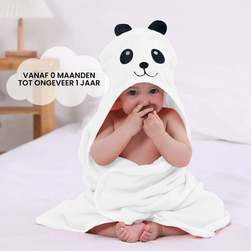 Mooiys Multifunktions-Baby-Fleecedecke mit Kapuze - Wickeldecke - Decke 75x100 cm - Panda