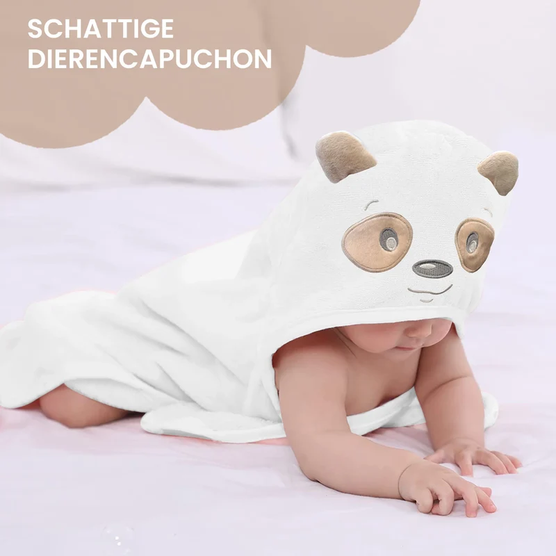 Mooiys Multifunktions-Baby-Fleecedecke mit Kapuze - Wickeldecke - Decke 75x100 cm - Bär