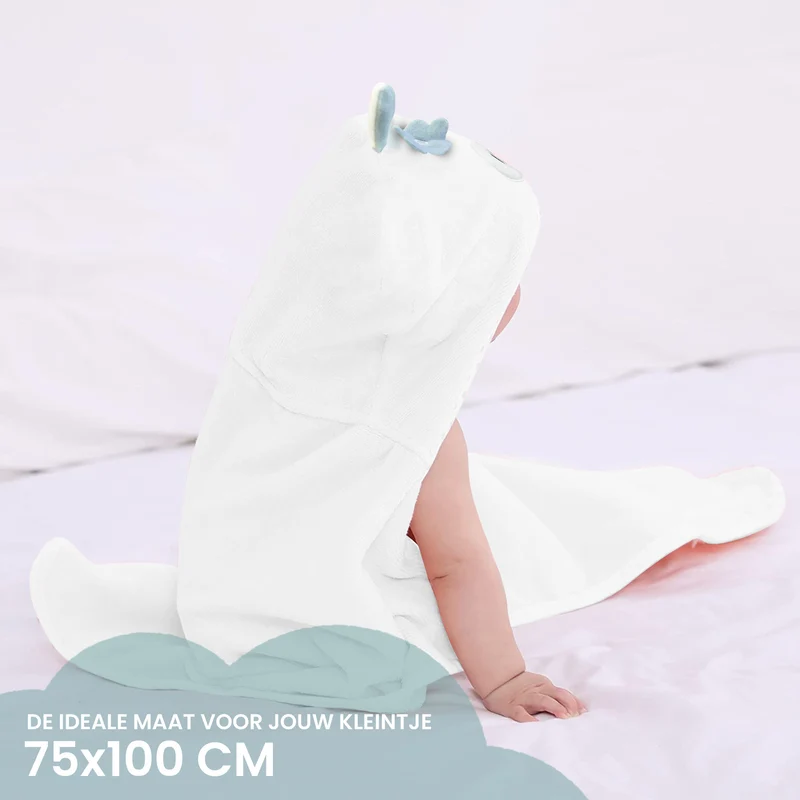 Mooiys Multifunktions-Baby-Fleecedecke mit Kapuze - Wickeldecke - Decke 75x100 cm - Eule
