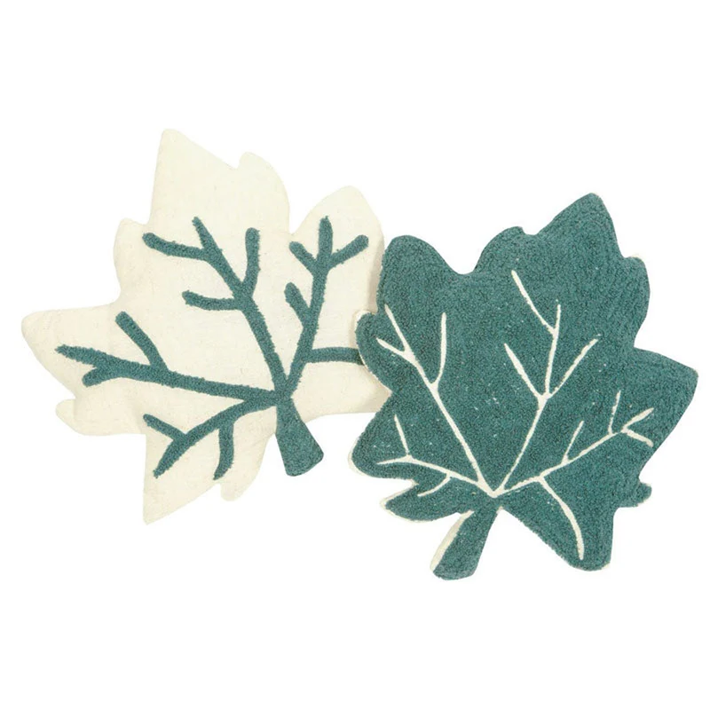 2 Blatt Kissen aus Baumwolle, Ecru & Grün