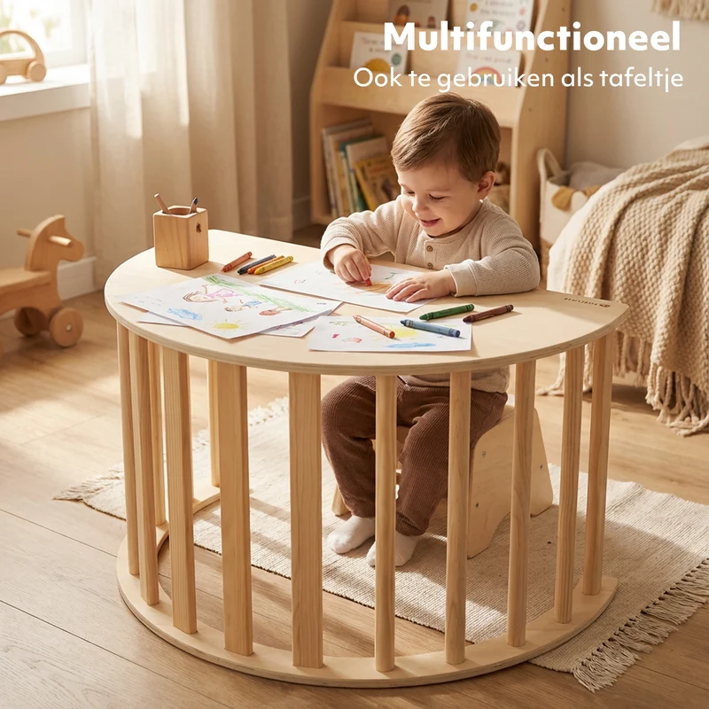 Deryan Multifunctionele Klimboog - 5 in 1 model - Speelboog - Klimrek - Speeltoestel - Inclusief Kussen - Tekentafel - Hout