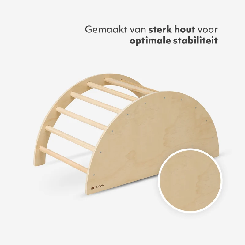 Deryan Multifunctionele Klimboog - 5 in 1 model - Speelboog - Klimrek - Speeltoestel - Inclusief Kussen - Tekentafel - Hout