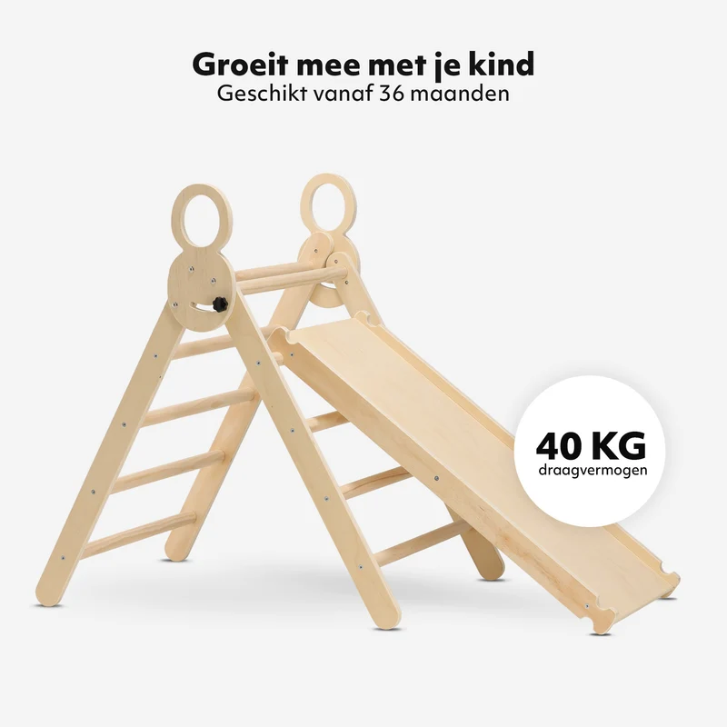 Deryan Luxe XXL Klimrek - Opvouwbare Driehoek + Klimboog + Helling met Glijbaan - Inclusief kussen