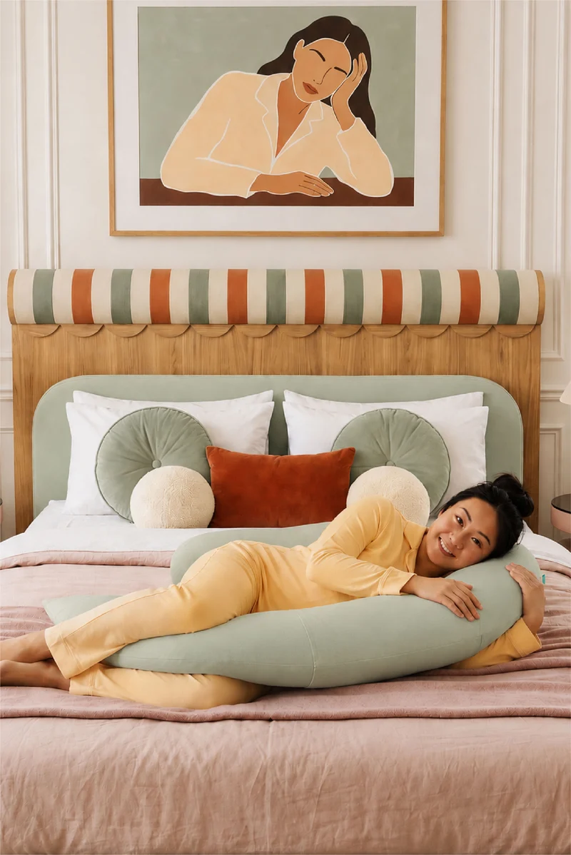 HUGS PLUS Pregnancy and Breastfeeding Pillow - Pale Green