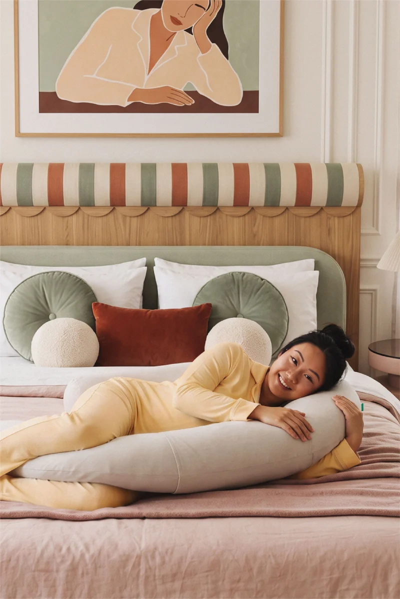 HUGS PLUS Pregnancy and Breastfeeding Pillow - Light Grey