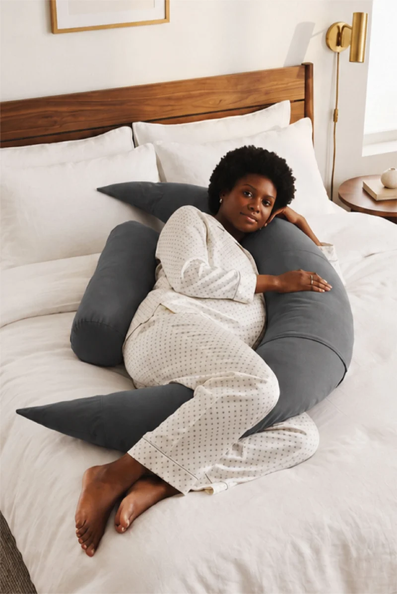 HUGS PLUS Pregnancy and Breastfeeding Pillow - Dark Grey