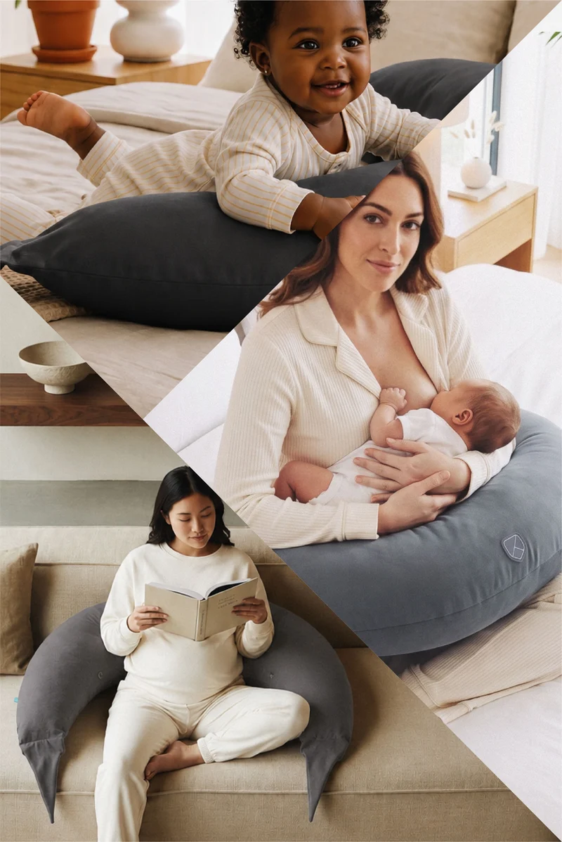 HUGS PLUS Pregnancy and Breastfeeding Pillow - Dark Grey