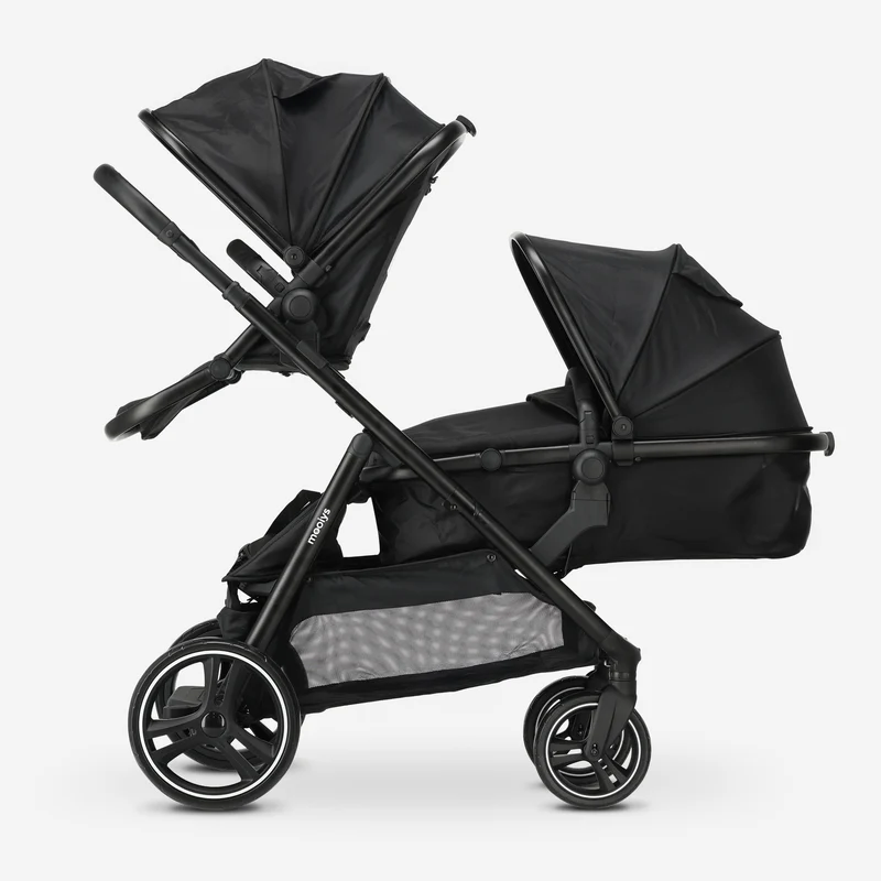 Mooiys Riley Kinderwagen 2in1 - Duo Kinderwagen - erweiterbar mit Tragewanne und Sitz - Schwarz