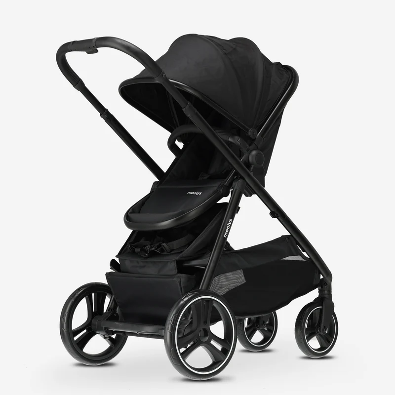 Mooiys Riley Kinderwagen 2in1 - Duo Kinderwagen - erweiterbar mit Tragewanne und Sitz - Schwarz