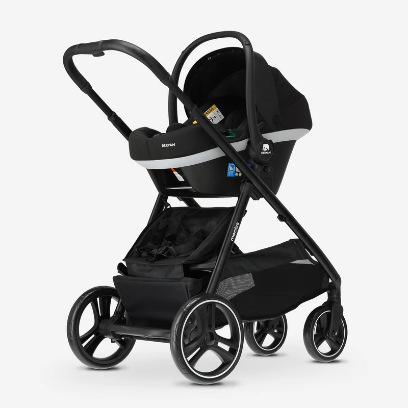 Mooiys Riley Kinderwagen 2in1 - Duo Kinderwagen - erweiterbar mit Tragewanne und Sitz - Schwarz