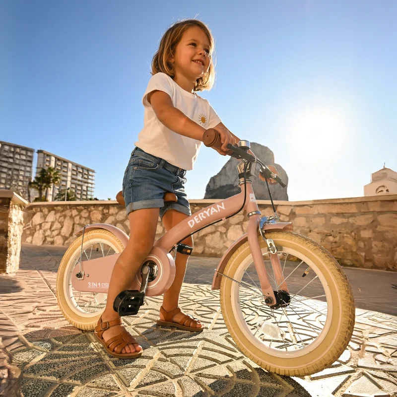 Luxus Kinderfahrrad 14 Zoll - 3 in 1 - Balance Fahrrad - Pink